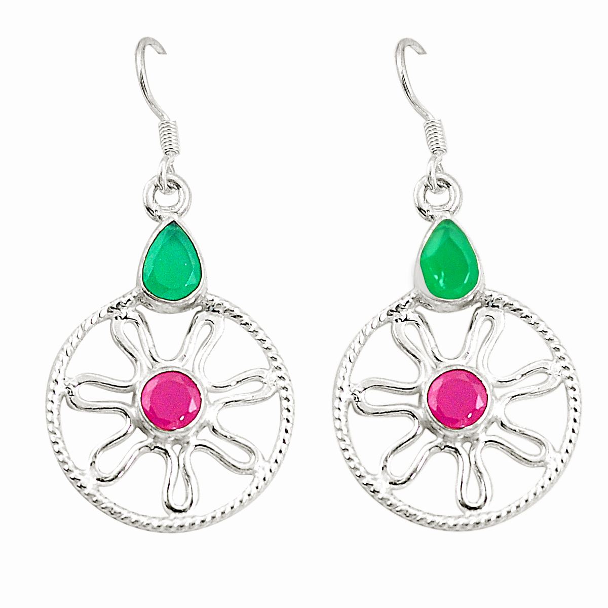 Factory Direct emerald red ruby quartz 925 silver dangle